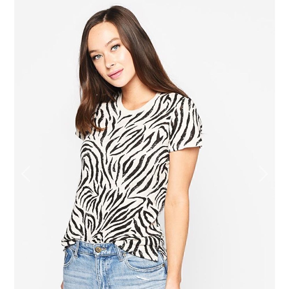 ATM ZEBRA PRINT SLUB JERSEY SCHOOLBOY CREW size small